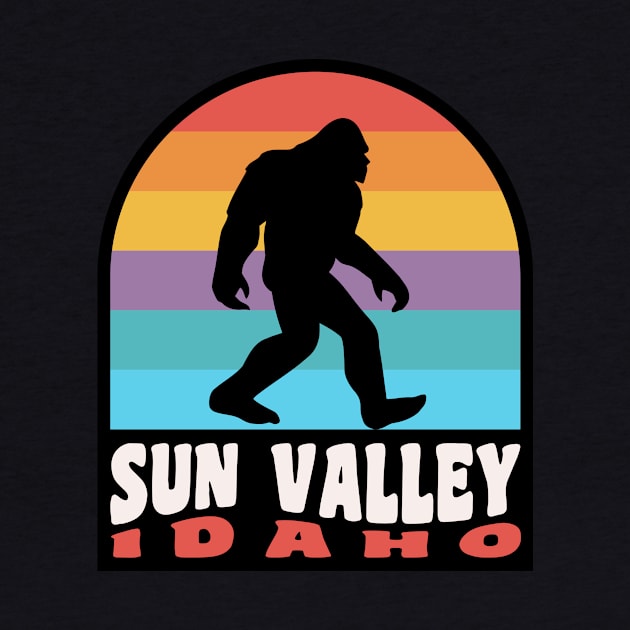 Sun Valley Idaho Bigfoot Sasquatch Retro Sunset by PodDesignShop